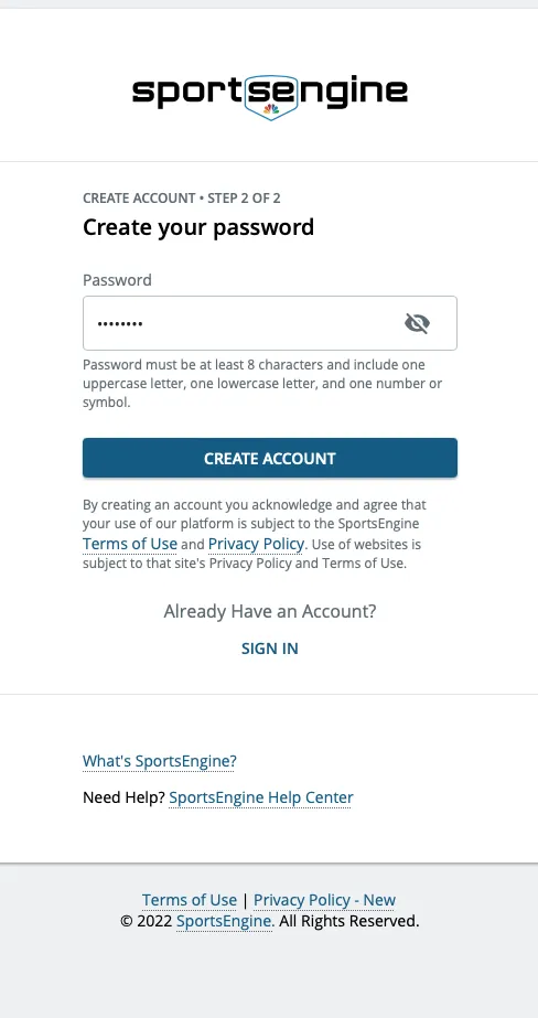 Create Password Screen